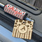 Red & Black Dots & Stripes Wood Luggage Tags - Square - Lifestyle