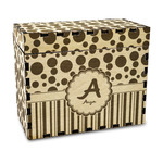 Red & Black Dots & Stripes Wood Recipe Box - Laser Engraved (Personalized)
