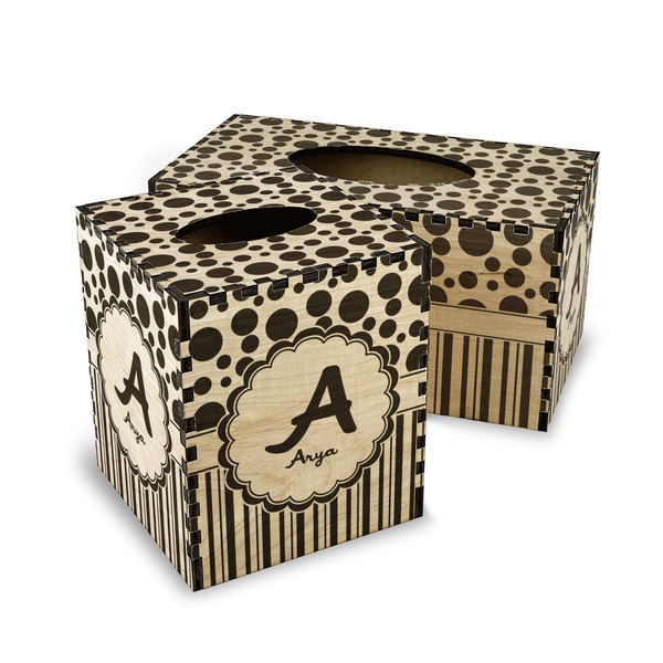 Red & Black Dots & Stripes Wood Tissue Box Covers - Parent/Main