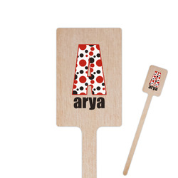 Red & Black Dots & Stripes 6.25" Rectangle Wooden Stir Sticks - Single Sided (Personalized)