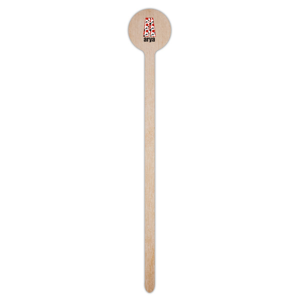 Red & Black Dots & Stripes Wooden 7.5" Stir Stick - Round - Single Stick