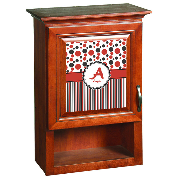 Red & Black Dots & Stripes Wooden Cabinet Decal (Medium)