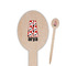 Red & Black Dots & Stripes Wooden Food Pick - Oval - Closeup