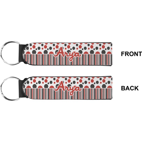 Red & Black Dots & Stripes Wristlet (Front + Back)
