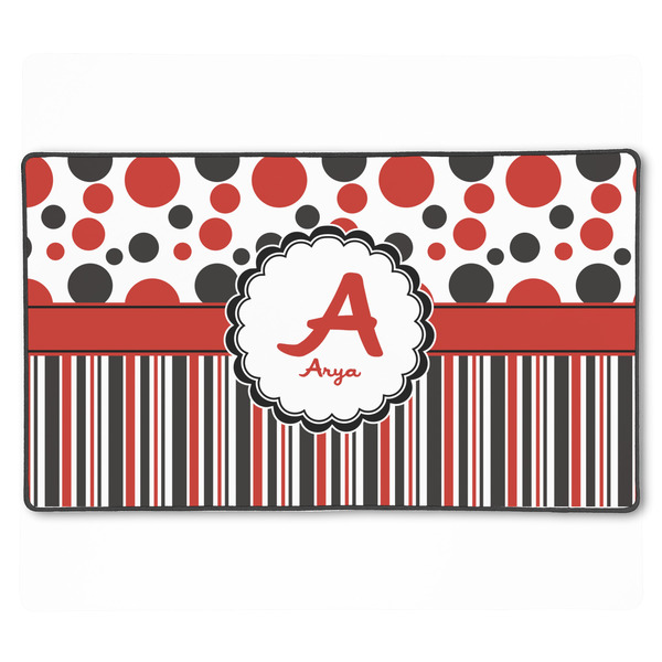 Custom Red & Black Dots & Stripes XXL Gaming Mouse Pad - 24" x 14" (Personalized)