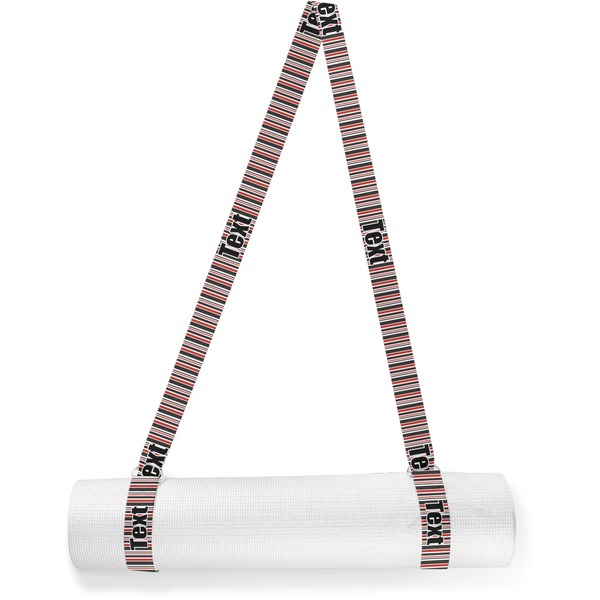 Custom Red & Black Dots & Stripes Yoga Mat Strap (Personalized)
