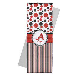 Red & Black Dots & Stripes Yoga Mat Towel (Personalized)