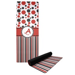 Red & Black Dots & Stripes Yoga Mat (Personalized)