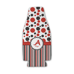 Red & Black Dots & Stripes Zipper Bottle Cooler (Personalized)