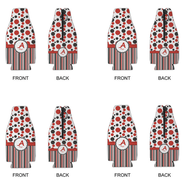 Red & Black Dots & Stripes Zipper Bottle Cooler - Set of 4 - APPROVAL
