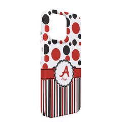 Red & Black Dots & Stripes iPhone Case - Plastic - iPhone 13 (Personalized)