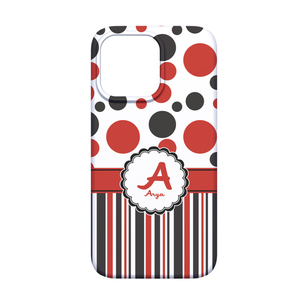 Red & Black Dots & Stripes iPhone 13 Mini Case - Back
