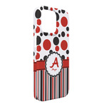 Red & Black Dots & Stripes iPhone Case - Plastic - iPhone 13 Pro Max (Personalized)