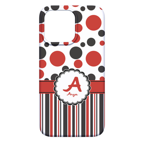 Red & Black Dots & Stripes iPhone 13 Pro Max Case - Back