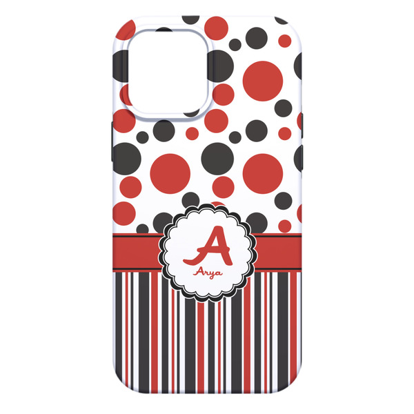 Red & Black Dots & Stripes iPhone 13 Pro Max Tough Case - Back