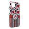 Red & Black Dots & Stripes iPhone 14 Plus Case - Angle