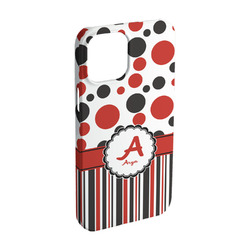 Red & Black Dots & Stripes iPhone Case - Plastic - iPhone 15 (Personalized)
