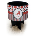 Red & Black Dots & Stripes Black Beach Spiker Drink Holder (Personalized)