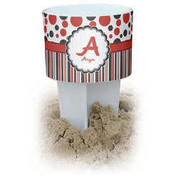 Red & Black Dots & Stripes Beach Spiker Drink Holder (Personalized)
