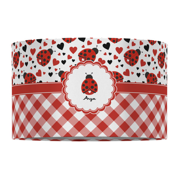 Ladybugs & Gingham 12" Drum Lampshade - FRONT (Fabric)
