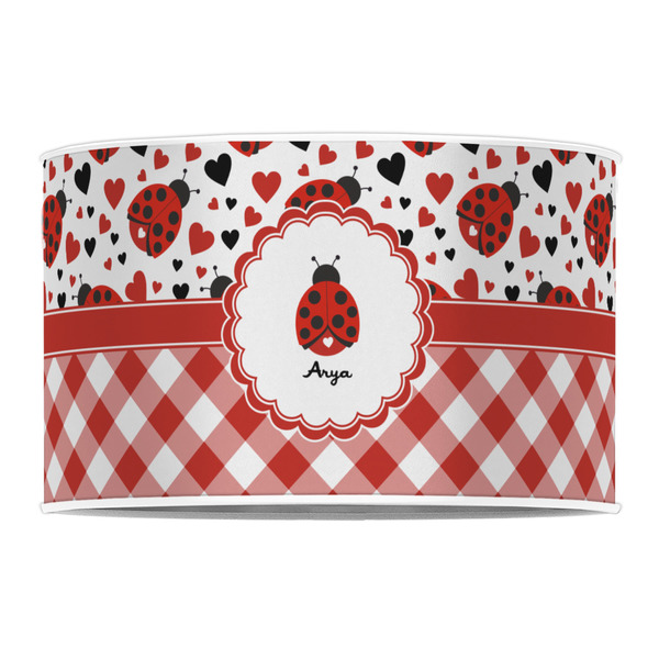 Ladybugs & Gingham 12" Drum Lampshade - FRONT (Poly Film)