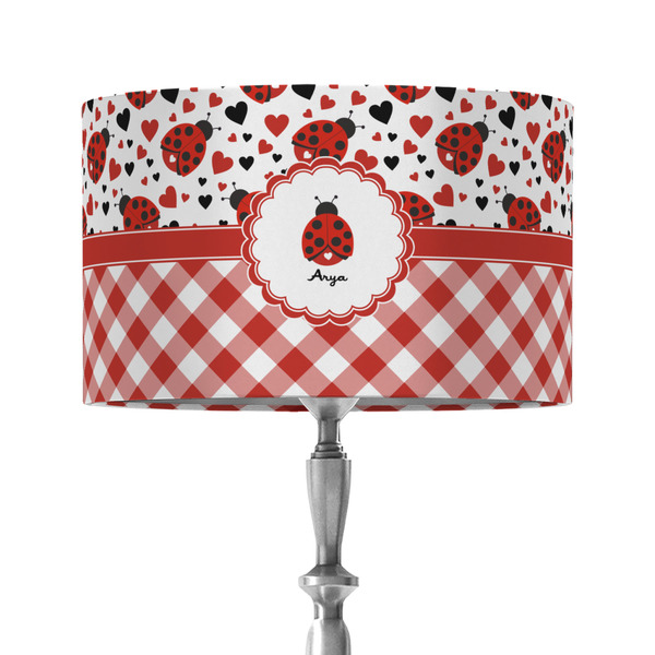 Custom Ladybugs & Gingham 12" Drum Lamp Shade - Fabric (Personalized)