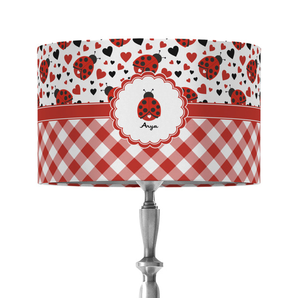 Ladybugs & Gingham 12" Drum Lampshade - ON STAND (Fabric)