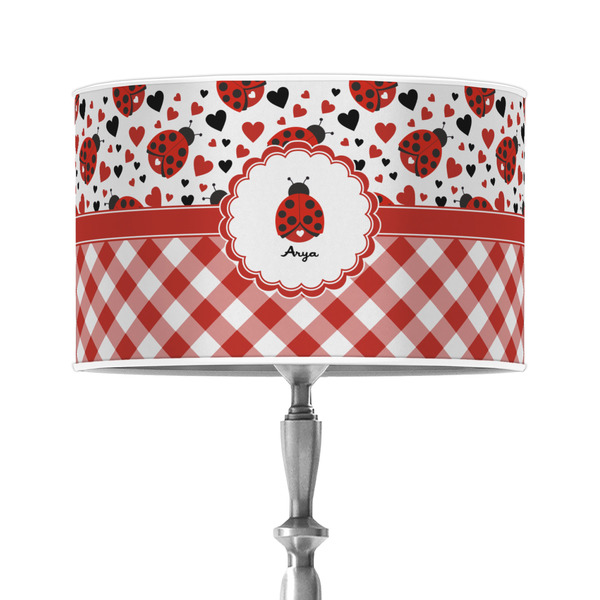 Custom Ladybugs & Gingham 12" Drum Lamp Shade - Poly-film (Personalized)