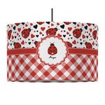 Ladybugs & Gingham 12" Drum Pendant Lamp - Fabric (Personalized)