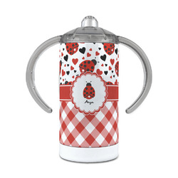 Ladybugs & Gingham 12 oz Stainless Steel Sippy Cup (Personalized)