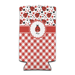 Ladybugs & Gingham Can Cooler (tall 12 oz) (Personalized)