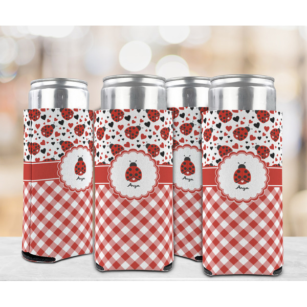 Ladybugs & Gingham 12oz Tall Can Sleeve - Set of 4 - LIFESTYLE