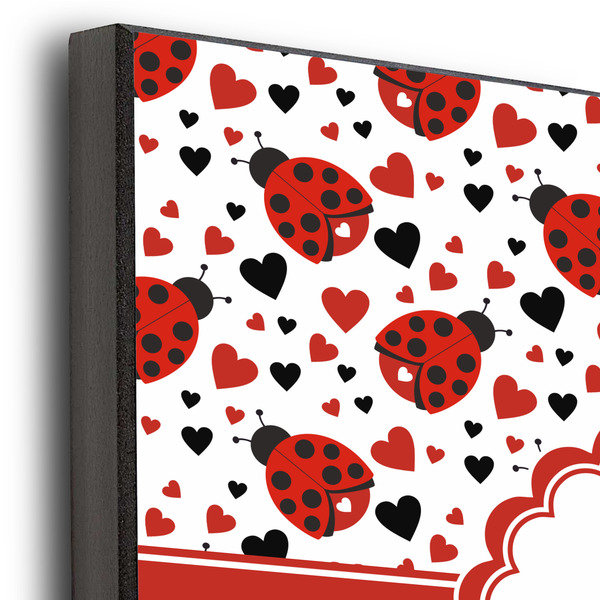 Ladybugs & Gingham 12x12 Wood Print - Closeup