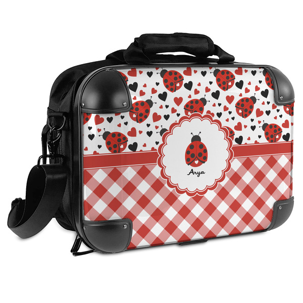 Custom Ladybugs & Gingham Hard Shell Briefcase - 15" (Personalized)