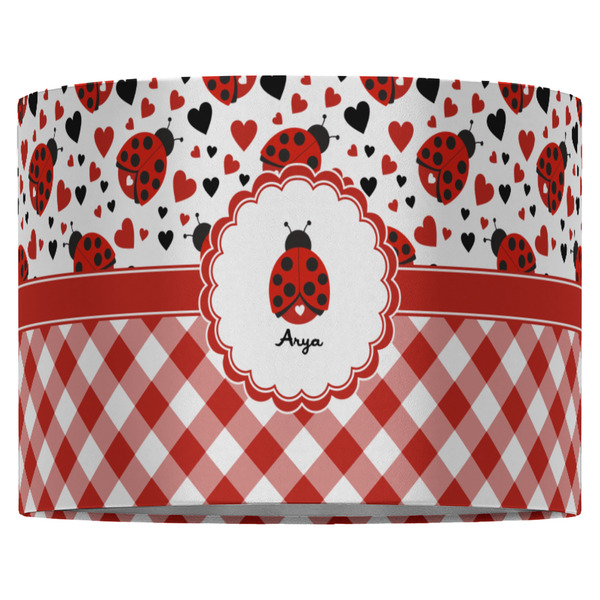 Ladybugs & Gingham 16" Drum Lampshade - FRONT (Fabric)
