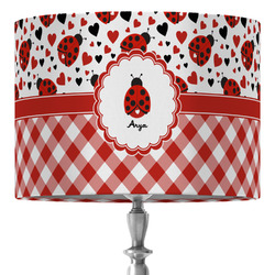 Ladybugs & Gingham 16" Drum Lamp Shade - Fabric (Personalized)