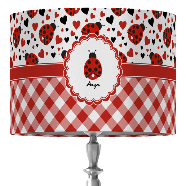 Custom Ladybugs & Gingham 16" Drum Lamp Shade - Fabric (Personalized)