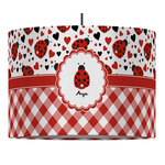 Ladybugs & Gingham 16" Drum Pendant Lamp - Fabric (Personalized)
