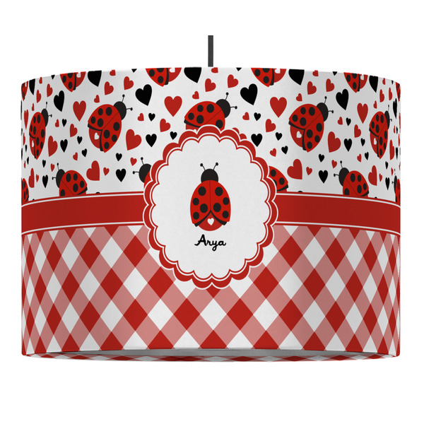 Ladybugs & Gingham 16" Drum Lampshade - PENDANT (Fabric)