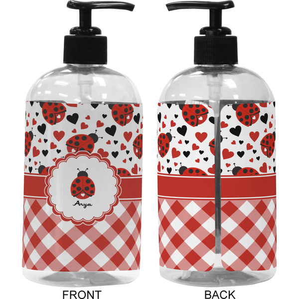Ladybugs & Gingham 16 oz Plastic Liquid Dispenser (Approval)