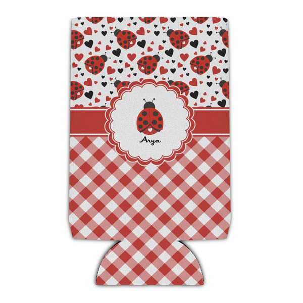 Custom Ladybugs & Gingham Can Cooler (Personalized)