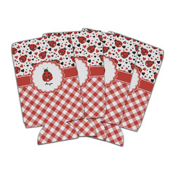 Ladybugs & Gingham Can Cooler (16 oz) - Set of 4 (Personalized)