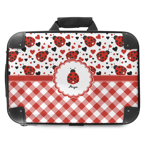 Custom Ladybugs & Gingham Hard Shell Briefcase - 18" (Personalized)