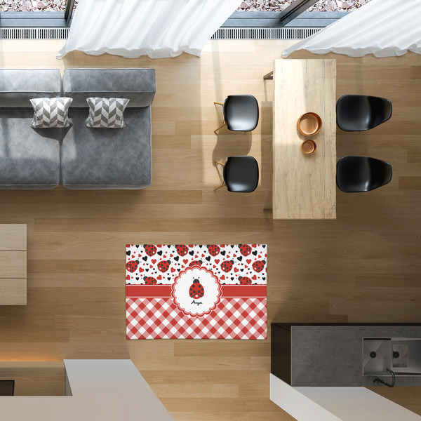 Ladybugs & Gingham 2'x3' Indoor Area Rugs - IN CONTEXT