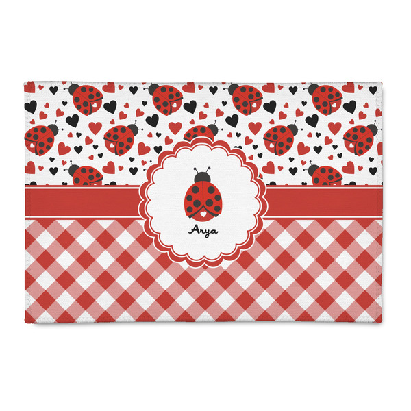 Custom Ladybugs & Gingham 2' x 3' Indoor Area Rug (Personalized)