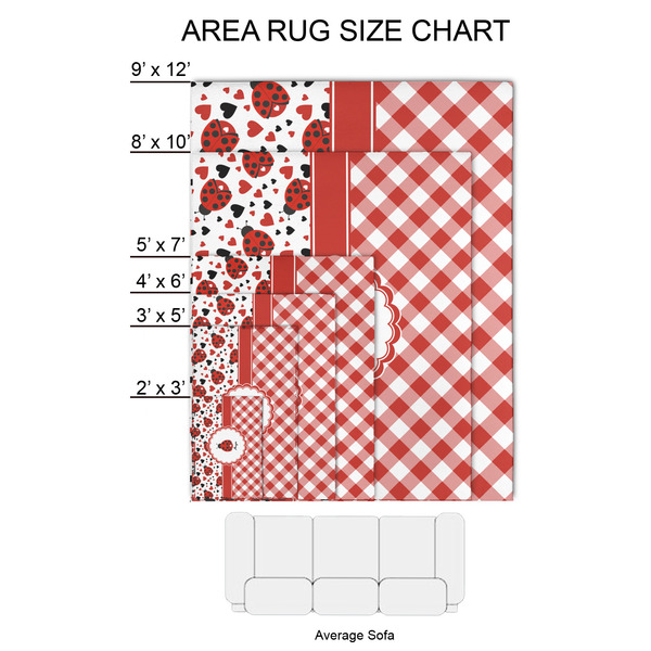 Ladybugs & Gingham 2'x3' Indoor Area Rugs - Size Chart