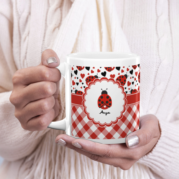Ladybugs & Gingham 20oz Coffee Mug - LIFESTYLE