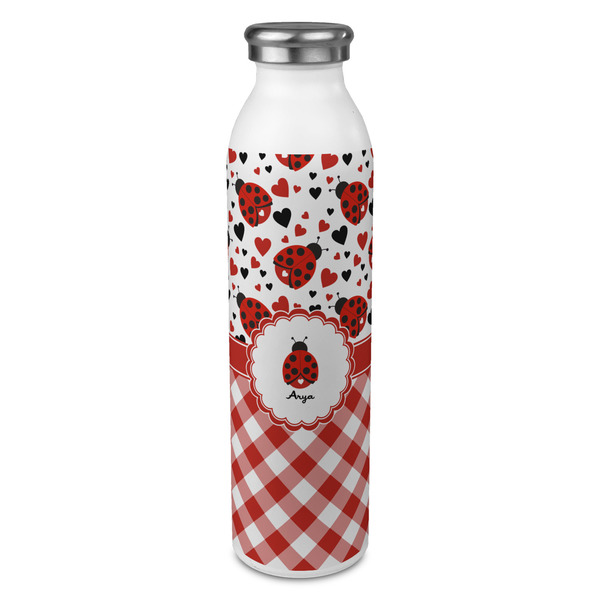 Custom Ladybugs & Gingham 20oz Stainless Steel Water Bottle - Full Print (Personalized)