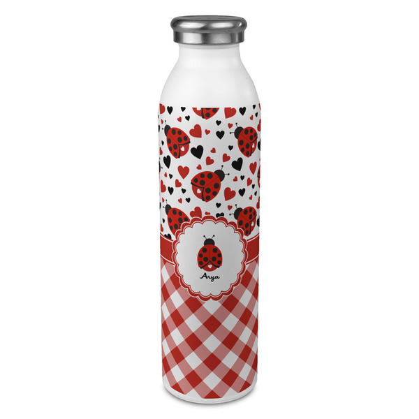 Custom Ladybugs & Gingham 20oz Stainless Steel Water Bottle - Full Print (Personalized)