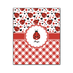 Ladybugs & Gingham Wood Print - 20x24 (Personalized)